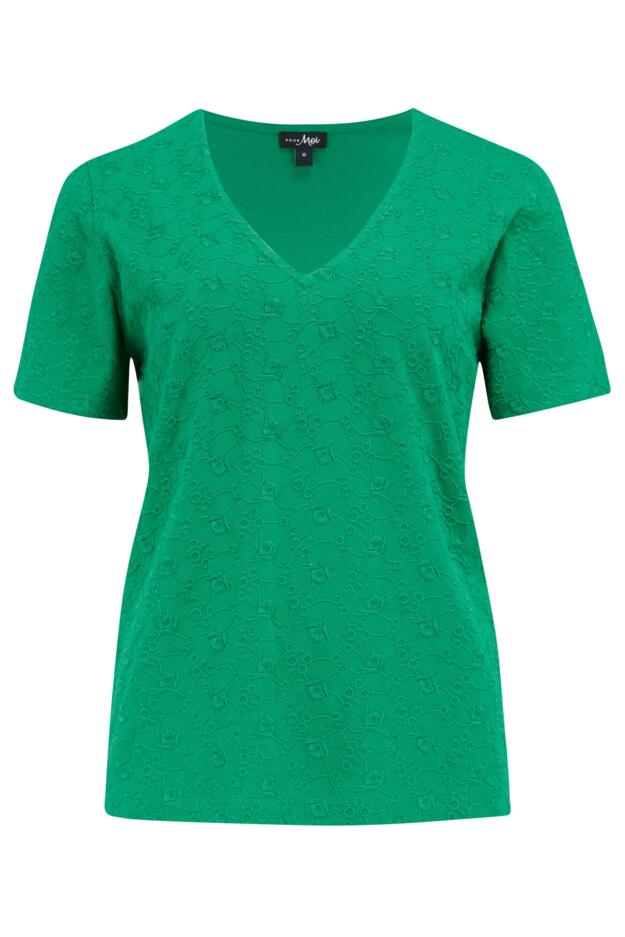 Niamh Broderie Cotton Jersey V-Neck T-Shirt