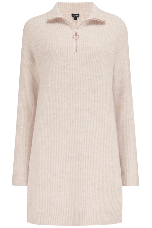 Frankie Fuller Bust Quarter Zip Chunky Knit Dress