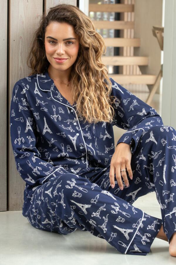 Cotton Jersey Revere Collar Pyjama Set